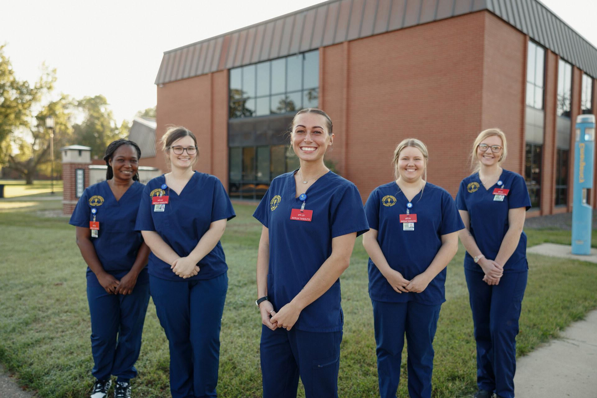 Nursing students sitting down